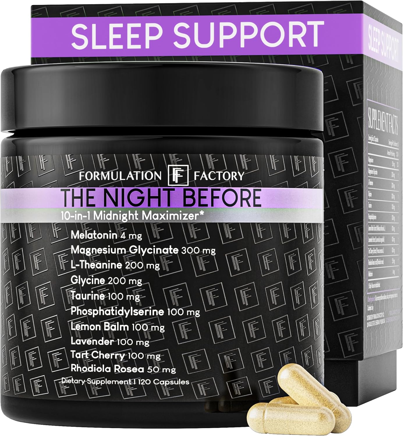 Formulation Factory The Night Before Magnesium Glycinate Sleep Aid, 10-in-1 Sleep Supplement wit...
